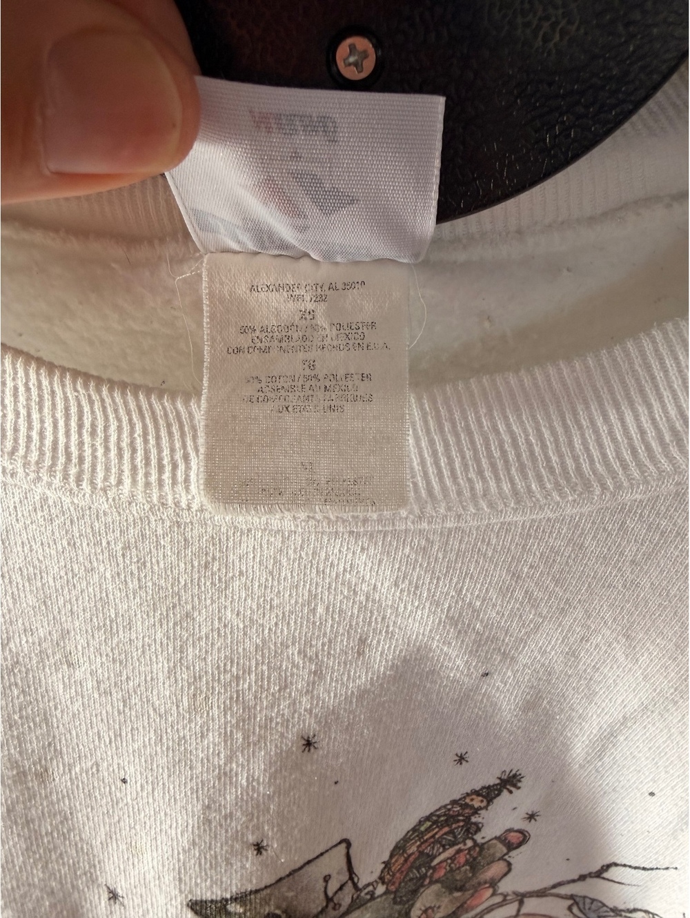 Vintage Jerzees Snowman Graphic Sweatshirt Unisex M White Cotton Pullover - Picture 3 of 5